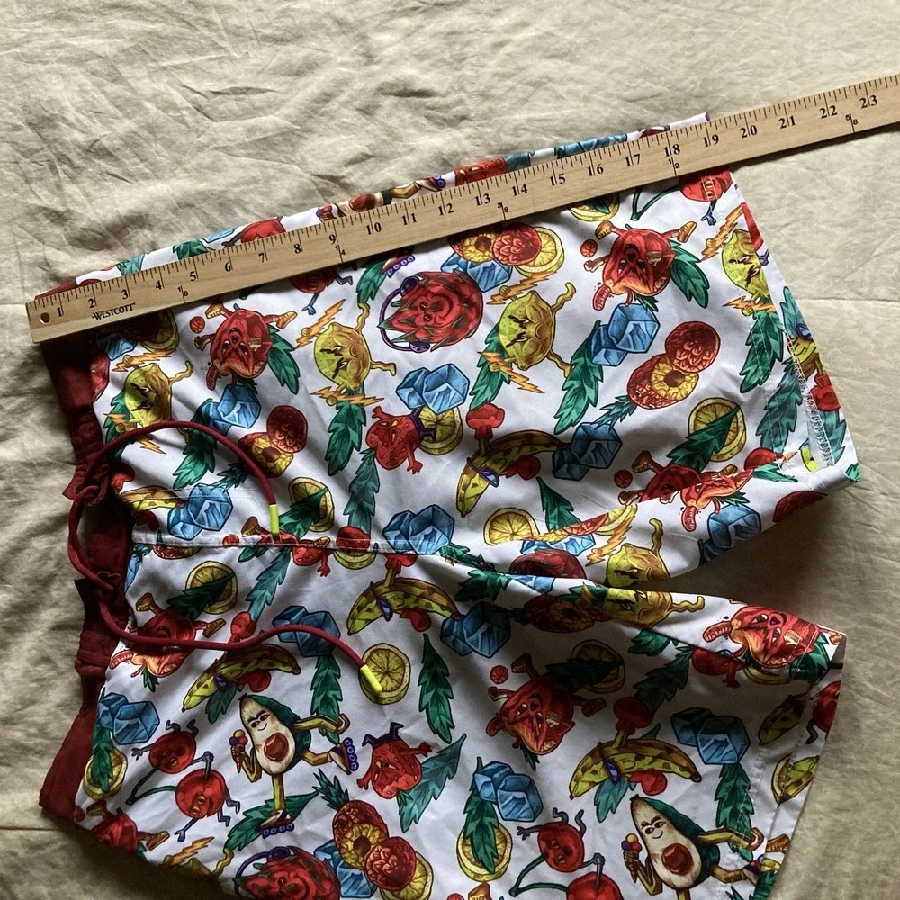 Veccoberry Man's Fruits Printed Board Shorts QuickDry Drawstring Size Medium